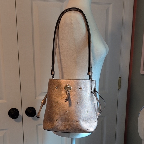 Kate Spade Marti Stud Metallic Rose Gold Small Bucket Bag - Picture 1 of 11